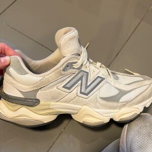 New Balance Cream and Gray Athletic Shoes